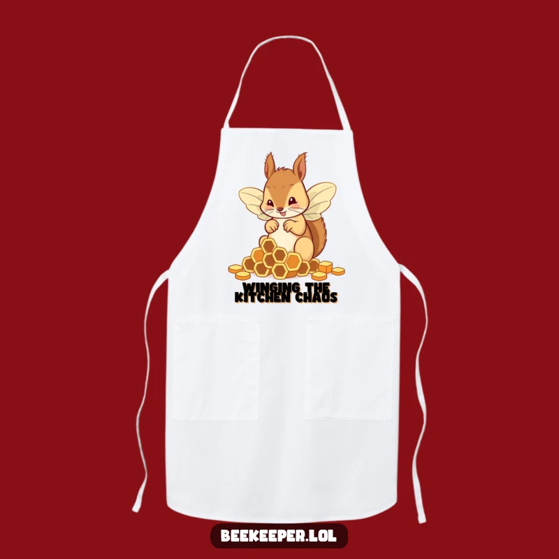 Funny Squirrel Bee Apron: Cook Up Laughs with Honeycomb Chaos!