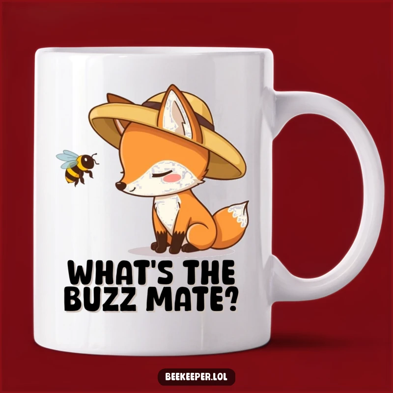 Funny Fox Bee Mug: Cautious Inspection for a Hilarious Buzzing Gift
