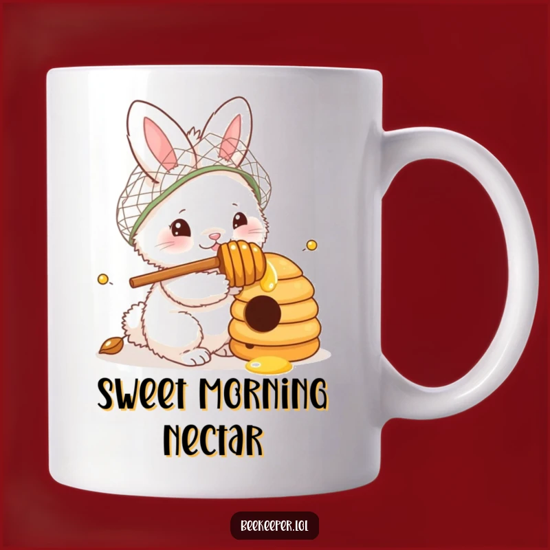 Funny Bunny Beekeeper Mug: Curious Nectar Quest Gift for Bunny Lovers