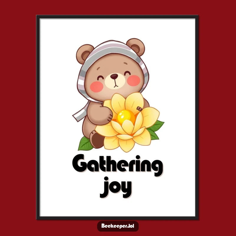 Funny Bear Beekeeper Digital Art: Cheerful Art of a Gentle Nectar Gatherer