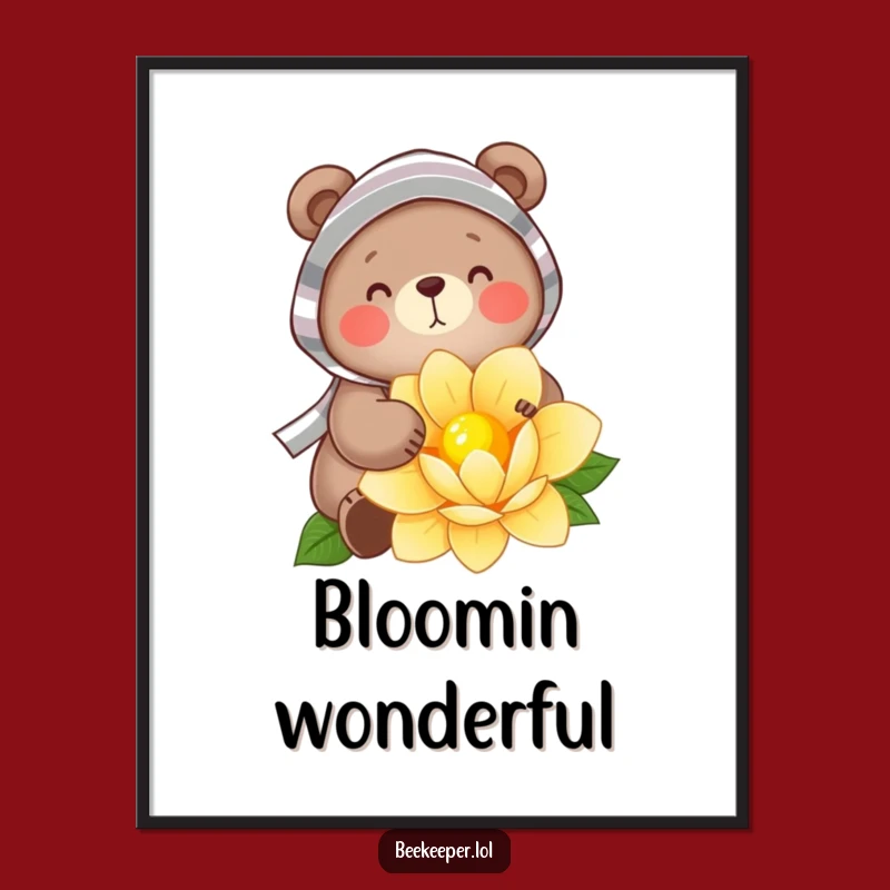 Funny Bear Beekeeper Poster: Cheerful Art of a Gentle Nectar Gatherer