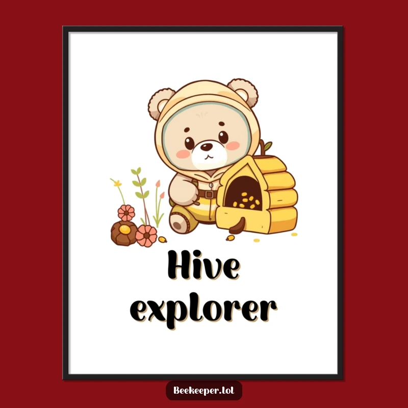 Funny Bear Beekeeper Poster: Bring Curiosity and Laughter Home!