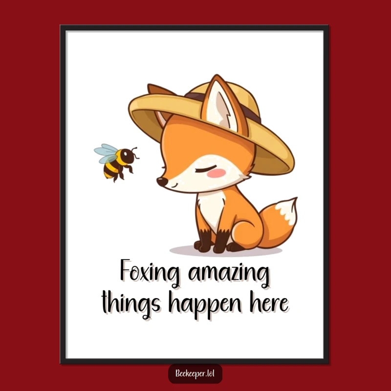 Humorous Free Printable Fox Art: Fox & Queen Bee Funny Downloadable Gift