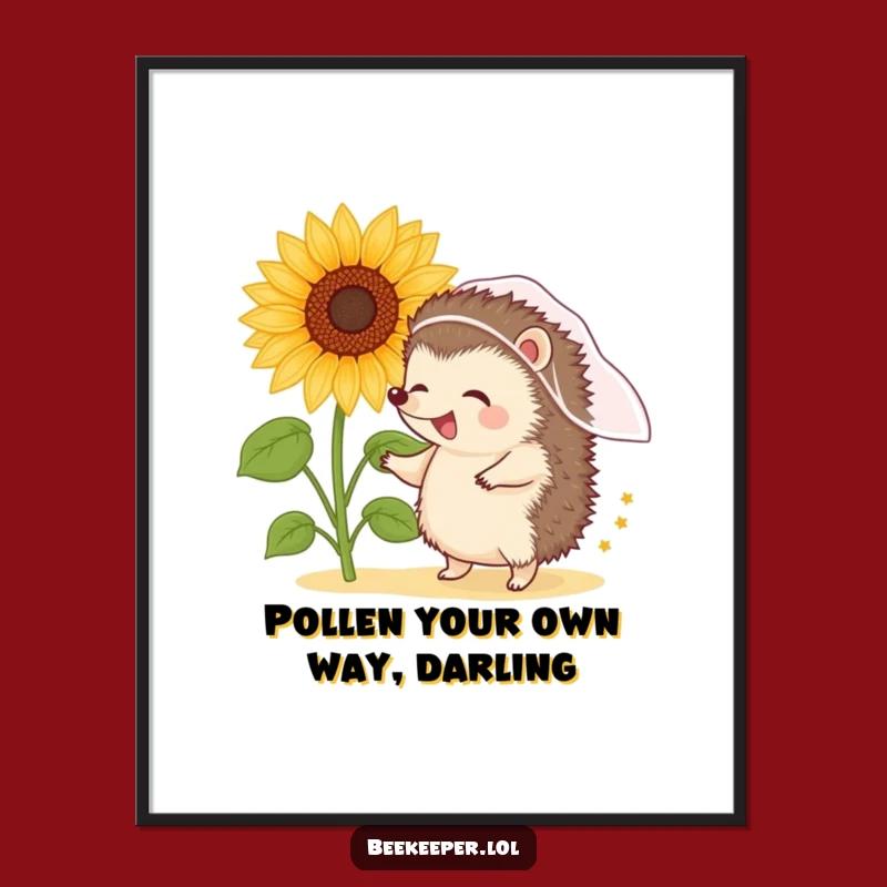 Humorous Free Printable Hedgehog Art: Dancing Pollen Joy Funny Downloadable Gift