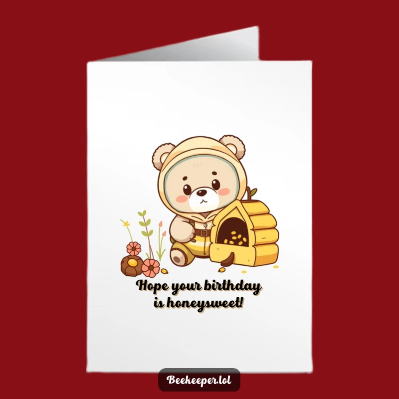 Free Printable Bear Birthday Card: Curious Cub Beekeeper Hive Fun Gift