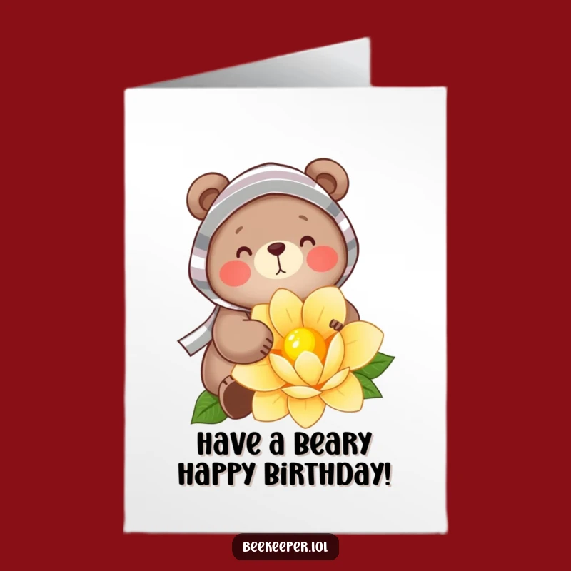 Free Printable Bear Bee Card - Happy Birthday, Sweetest Day!