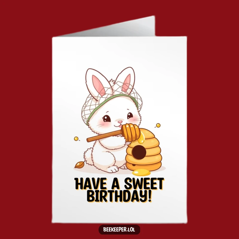 Free Printable Bunny Bee Card - Happy Birthday, Sweetest Wishes!