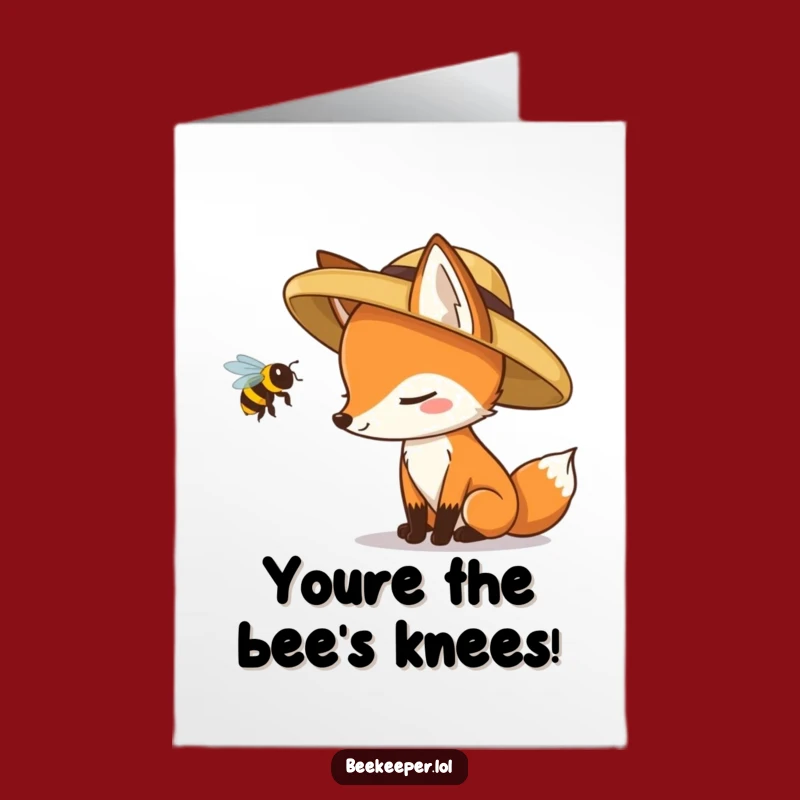 Free Printable Fox Congrats Card: Bee-rilliant Success Funny Downloadable Gift