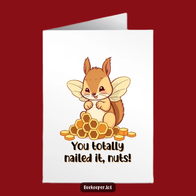 Free Printable Squirrel Card: Congrats on Buzzworthy Success Downloadable Gift