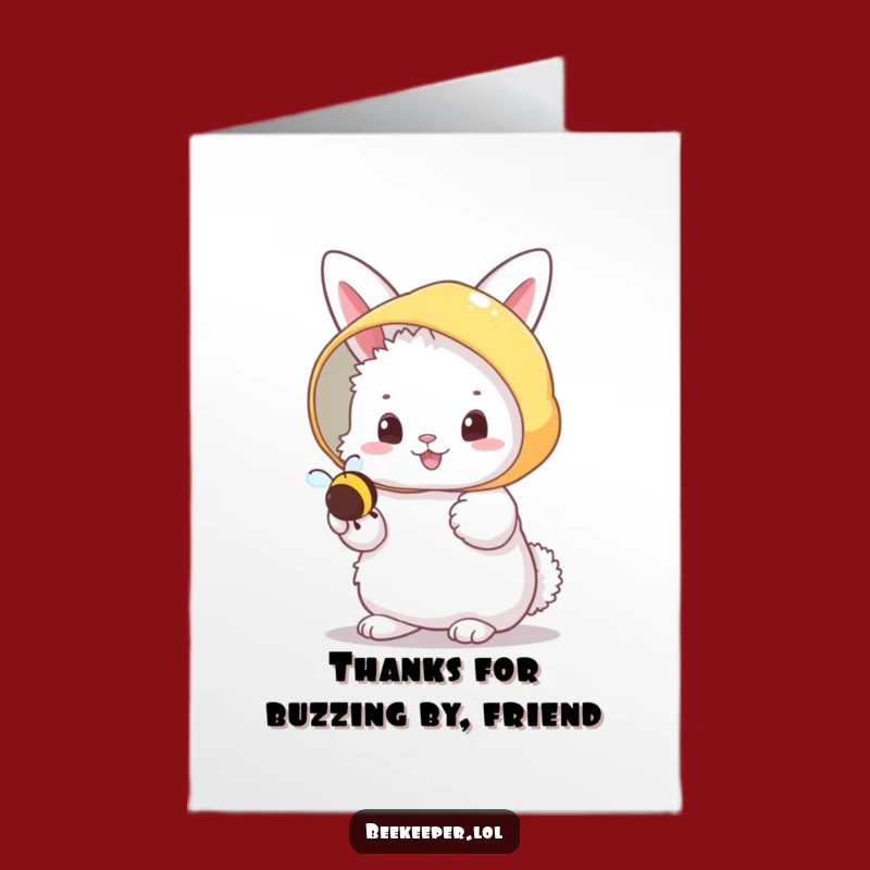 Free Printable Bunny Thank You Card: Sweet Beekeeper Bunny Gratitude Gift