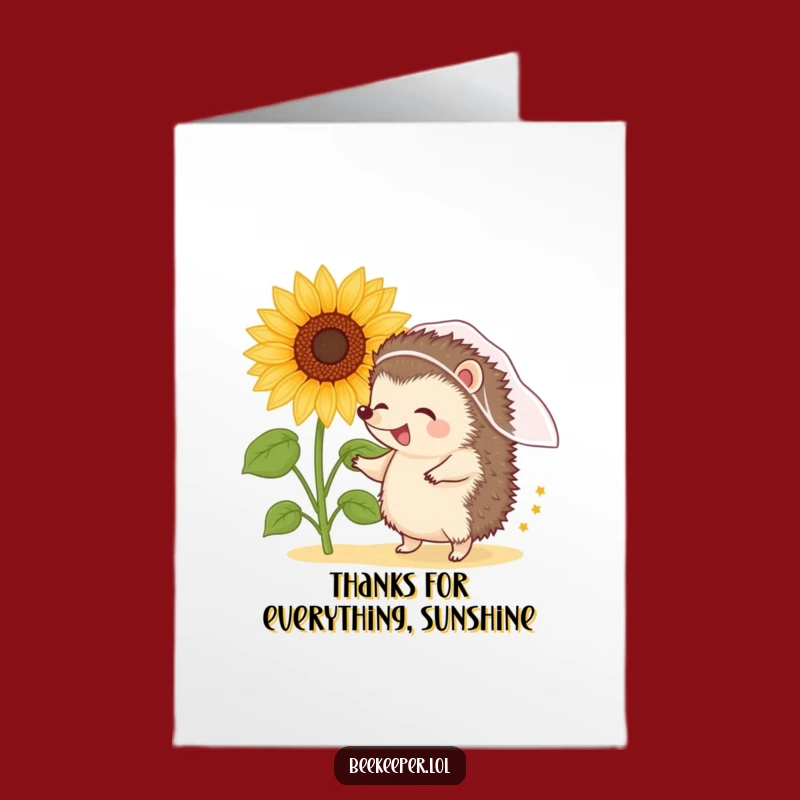 Funny Free Printable Hedgehog Thank You Card: Pollen-Powered Gratitude Downloadable Gift
