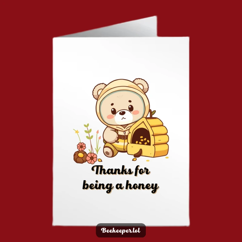 Free Printable Bear Thank You Card: Curious Cub Beekeeper Appreciation Gift