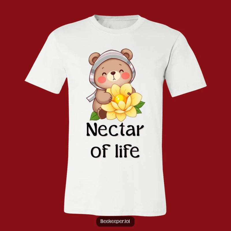 Funny Bear Beekeeper T-Shirt: Cheerful Flower Gatherer Tee for Bear Fans
